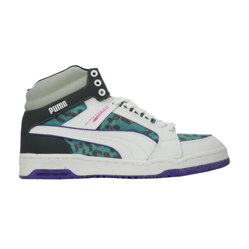 Krossovki-Puma-Slipstream-Animal-Lace-Up-Mid-White-Fluo-Teal
