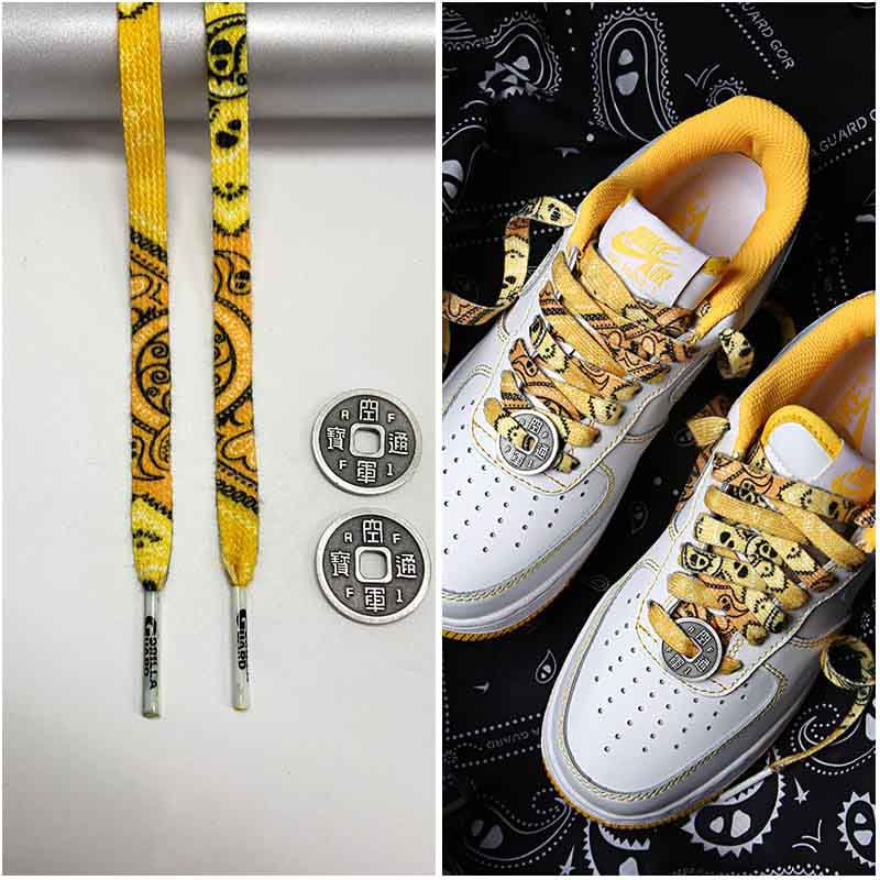 Шнурки Gorilla Guard Air Force 1 Yellow Paisley Coins Laces