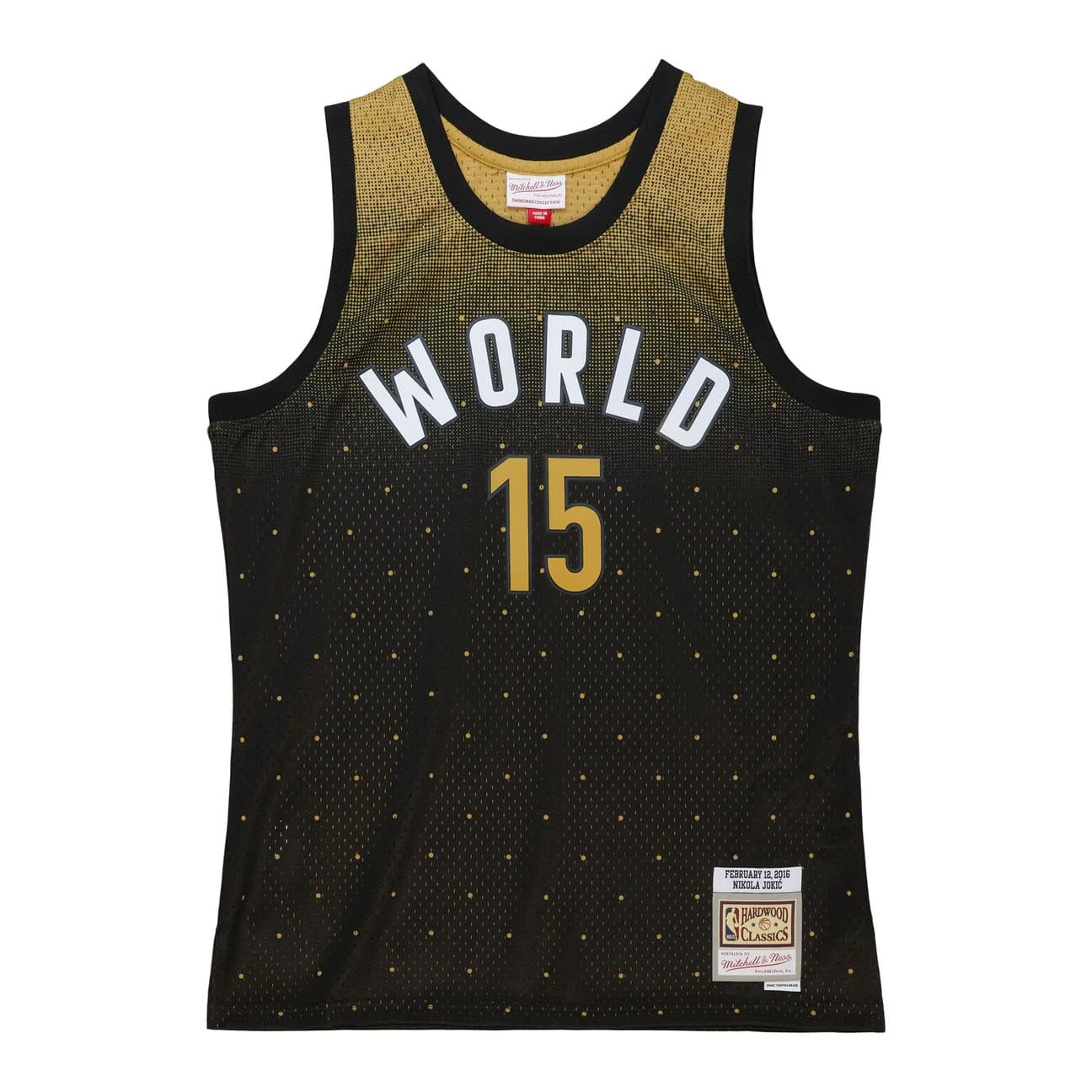 Баскетбольная джерси 2016 All Star Nikola Jokić #15 Swingman HWC Throwback NBA Black Yellow Jersey