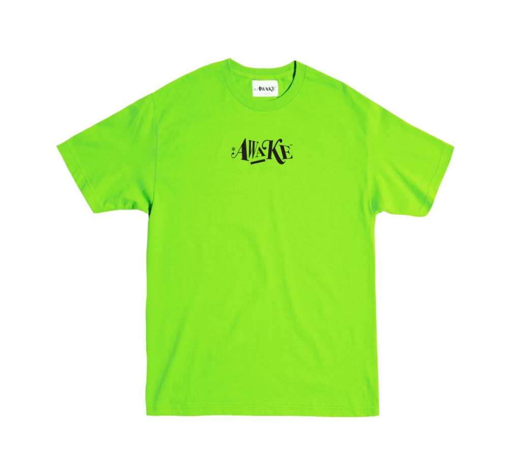 Awake-Distorted-Logo-Tee-Lime-Green