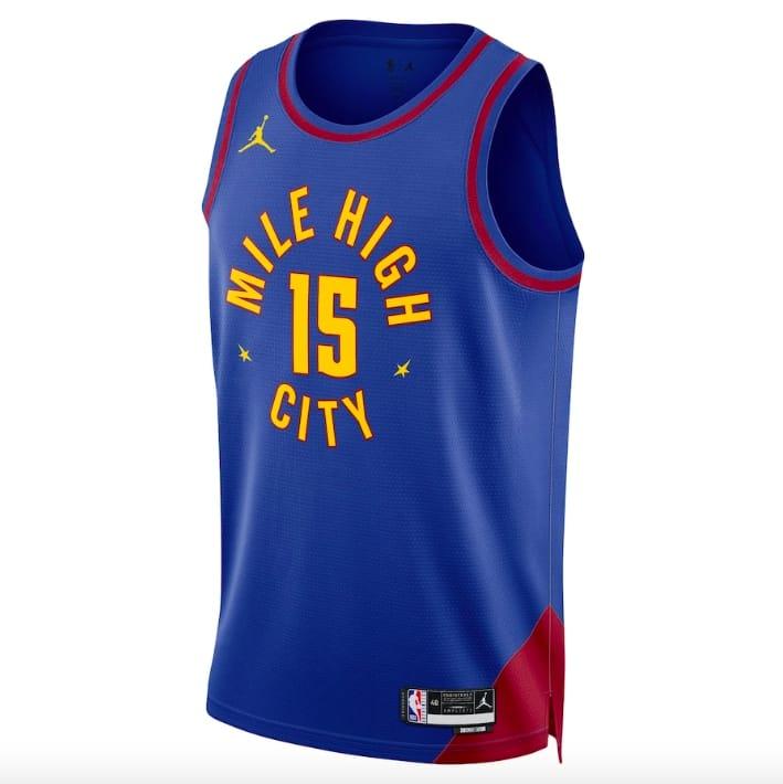 Баскетбольная джерси 2022-23 Denver Nuggets #15 Nikola Jokic Jordan Statement Blue Jersey