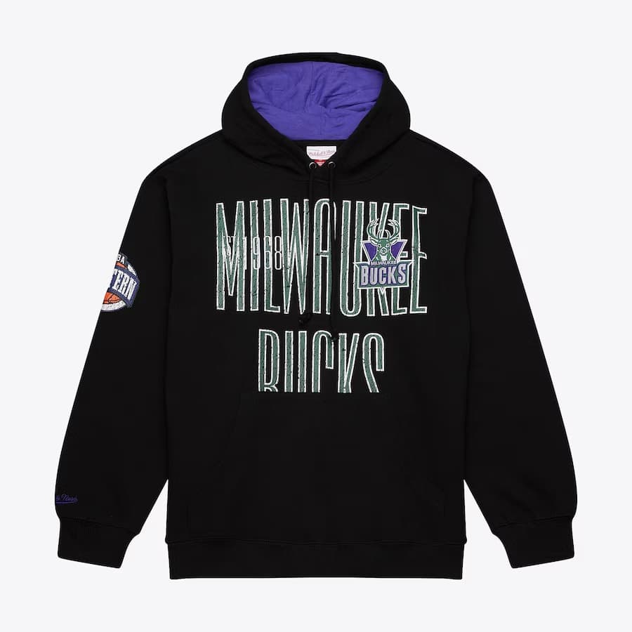Худи Mitchell & Ness Black Milwaukee Bucks Team OG Fleece Pullover Hoodie