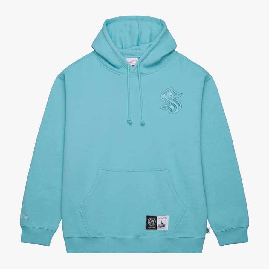 Худи Mitchell & Ness Light Blue Seattle Kraken Tonal Logo Heavyweight Fleece Pullover Hoodie