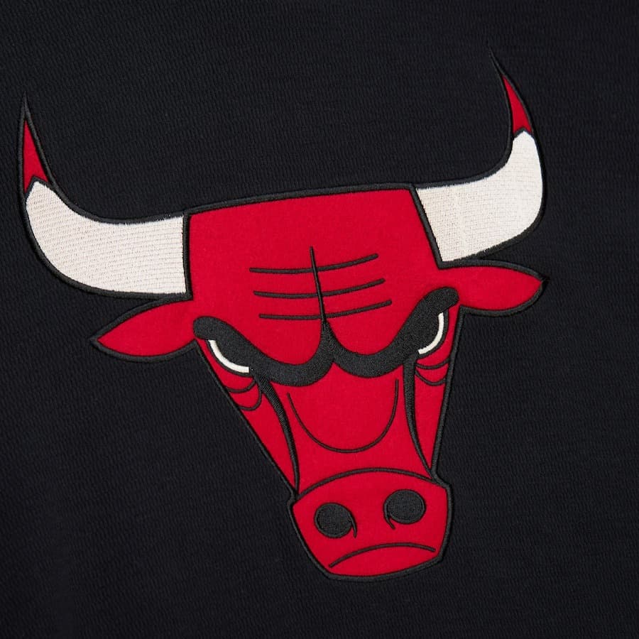 Худи Mitchell & Ness Black Chicago Bulls Vintage Logo Thermal Lightweight Pullover Hoodie
