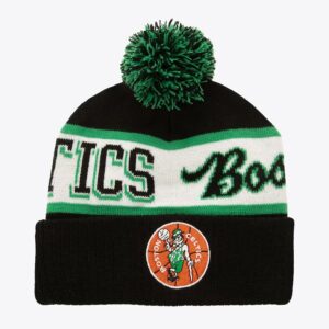 Mitchell-Ness-Black-Boston-Celtics-Hardwood-Classics-Block-Sweep-Cuffed-Knit-Hat-with-Pom-300x300