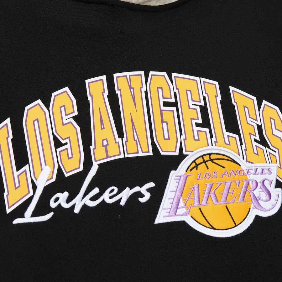 Худи Mitchell & Ness Black Los Angeles Lakers Snow Washed Fleece Pullover Hoodie