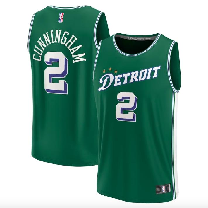 Баскетбольная джерси 2022-23 Detroit Pistons #2 Cade Cunningham Fast Break City Green Jersey