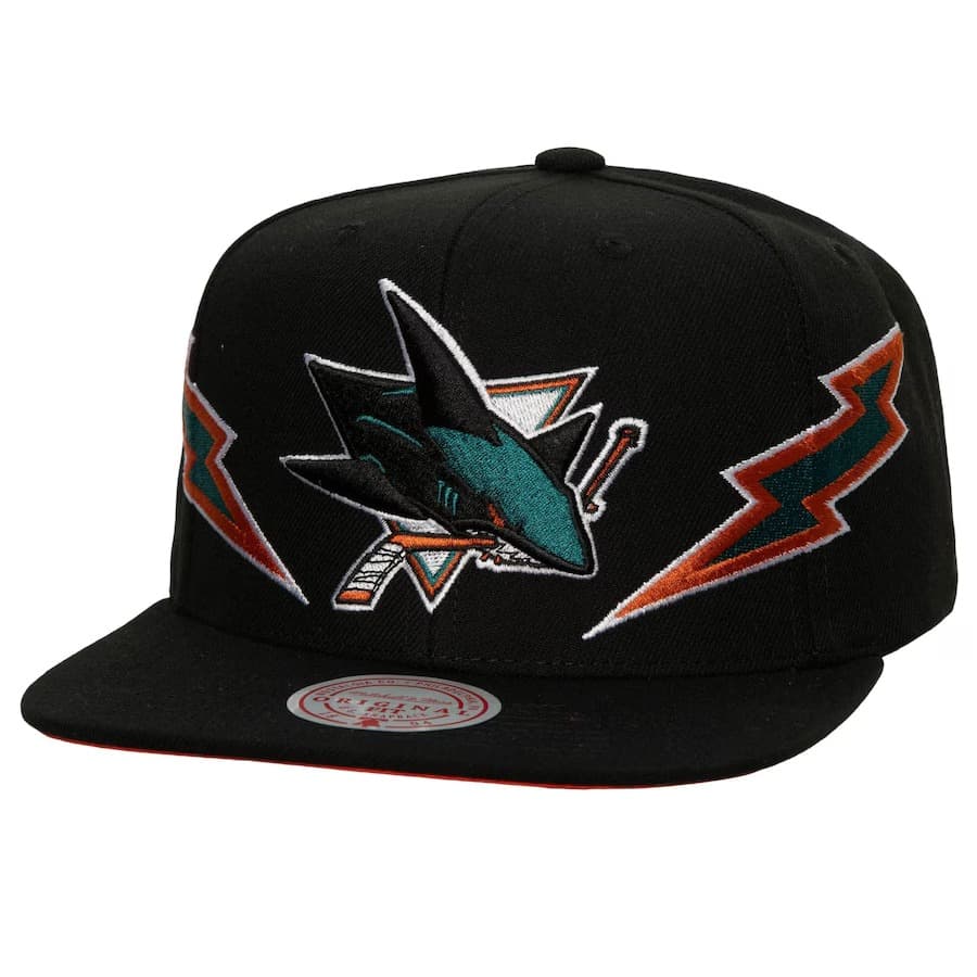 Бейсболка Mitchell & Ness Black San Jose Sharks Double Trouble Snapback Hat