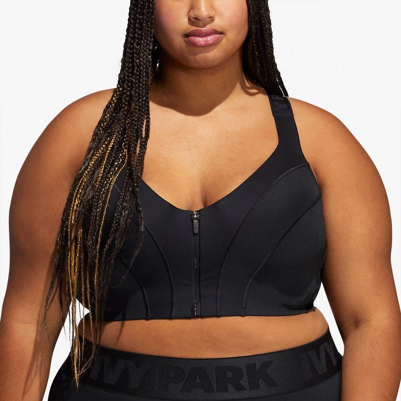 Спортивный топ adidas Ivy Park Medium Support Zip Bra (Plus Size) Black