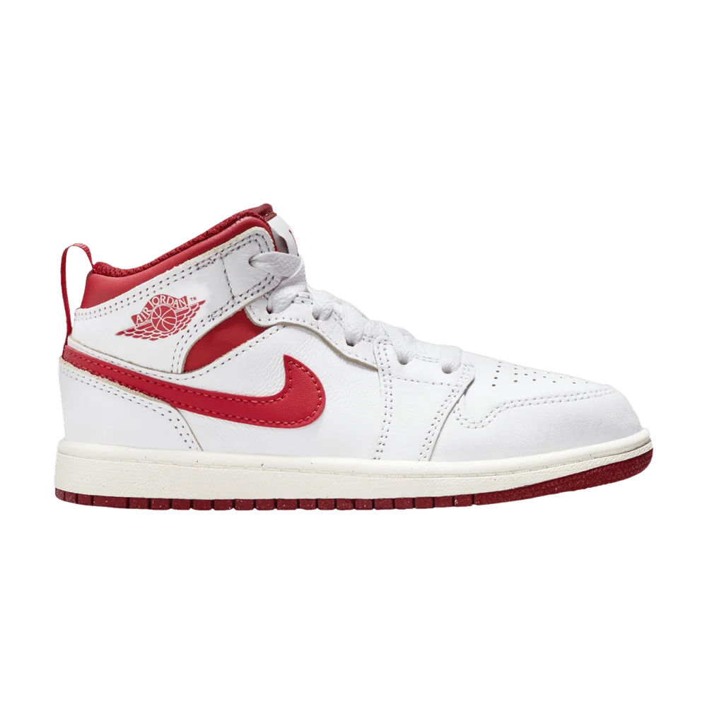 Krossovki-Air-Jordan-1-Mid-SE-PS-White-Dune-Red