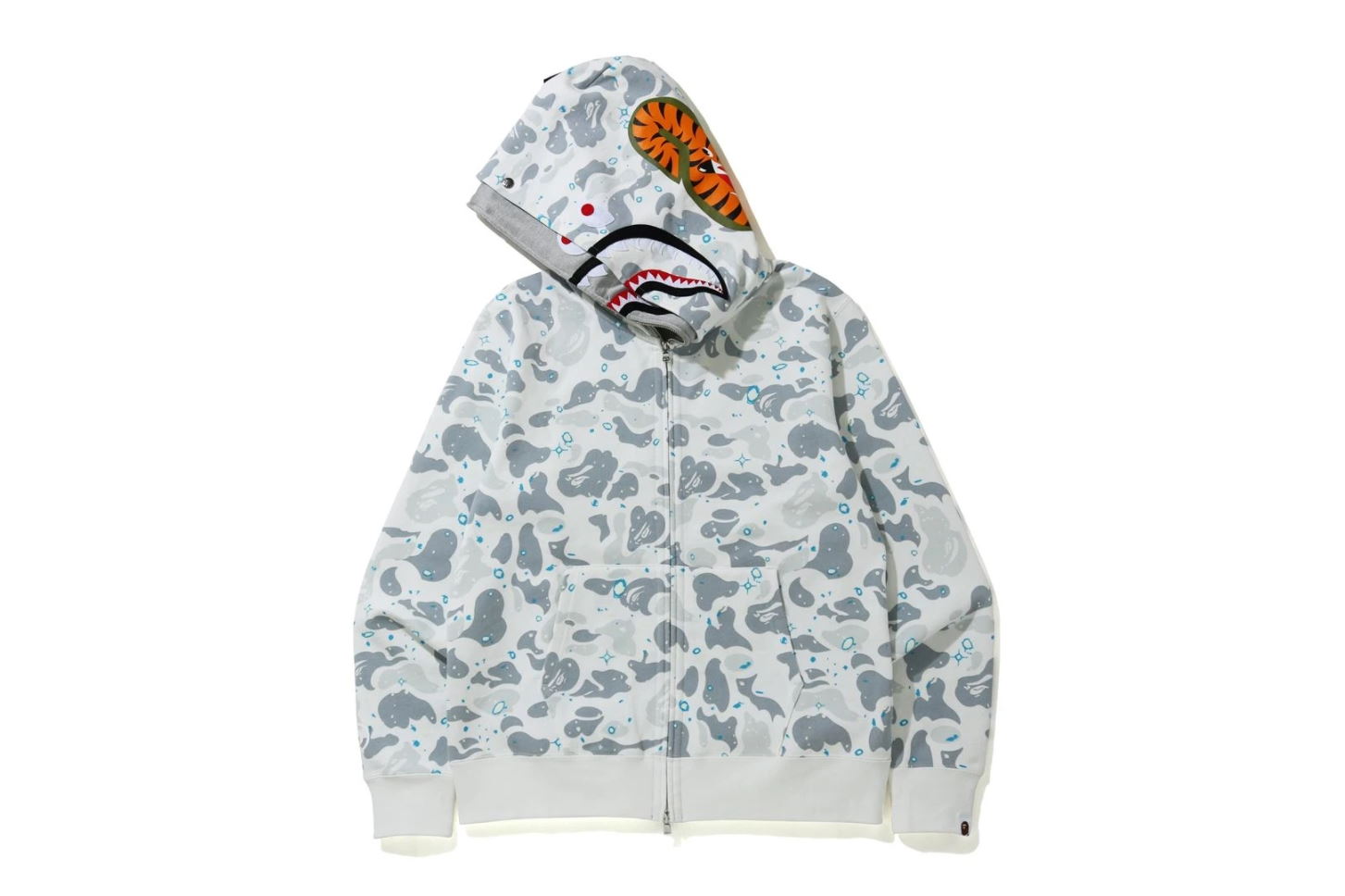 Худи BAPE Space Camo Shark Full Zip Double Hoodie White Multi