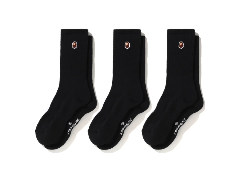 Спортивные носки BAPE Ape Head One Point Socks (3pack) Black