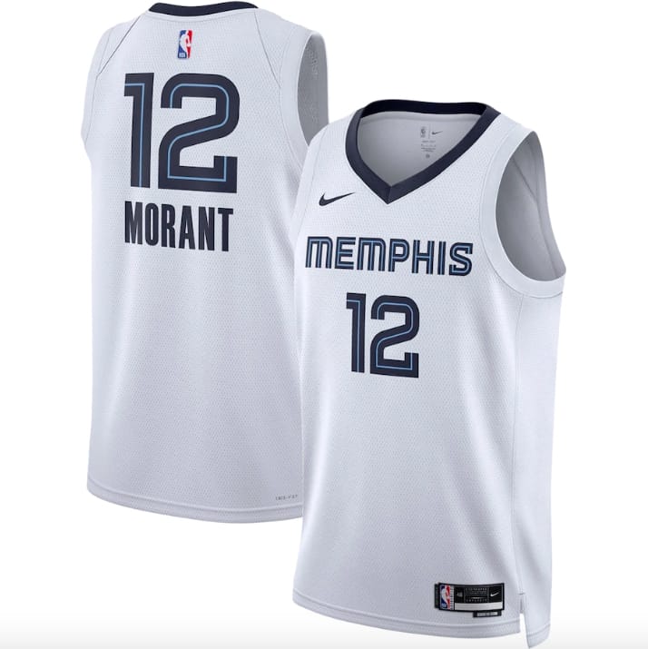 Баскетбольная джерси 2022-23 Memphis Grizzlies #12 Ja Morant Swingman Association White Jersey