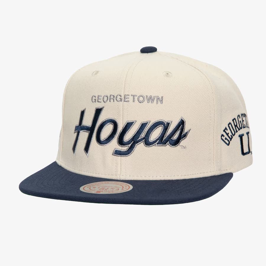 Бейсболка Mitchell & Ness Cream Navy Georgetown Hoyas Just Don Team Vault Snapback Hat