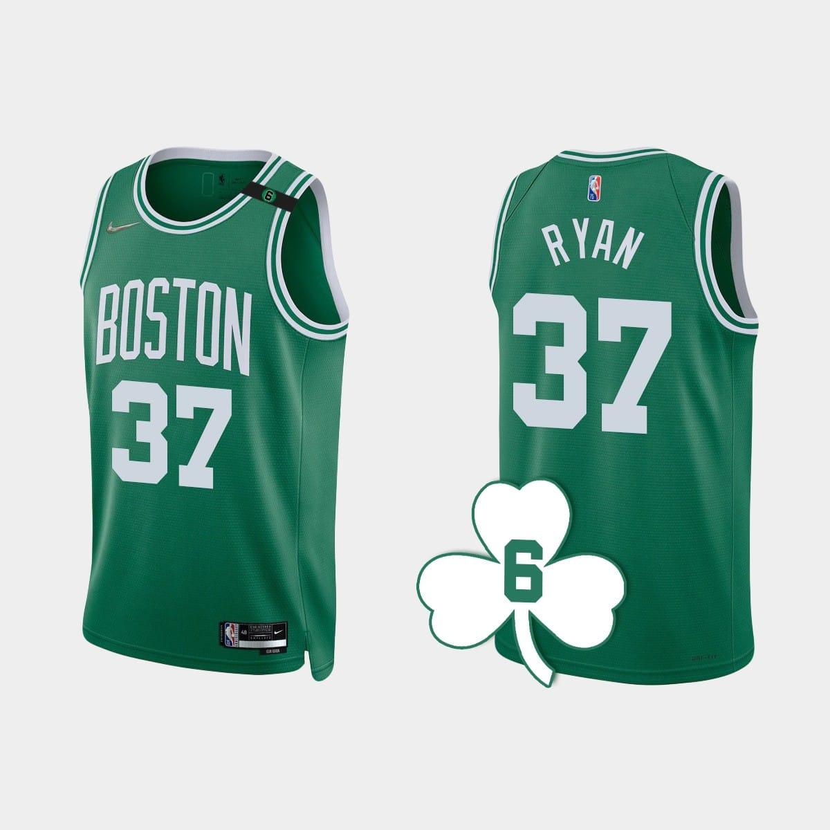 Баскетбольная джерси 2022-23 Boston Celtics #37 Matt Ryan Kelly Green Retired Number Jersey