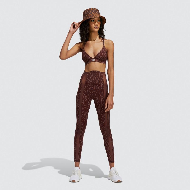 Тайтсы adidas Ivy Park Monogram Sheer Panel Tights Wild Brown/Night Red