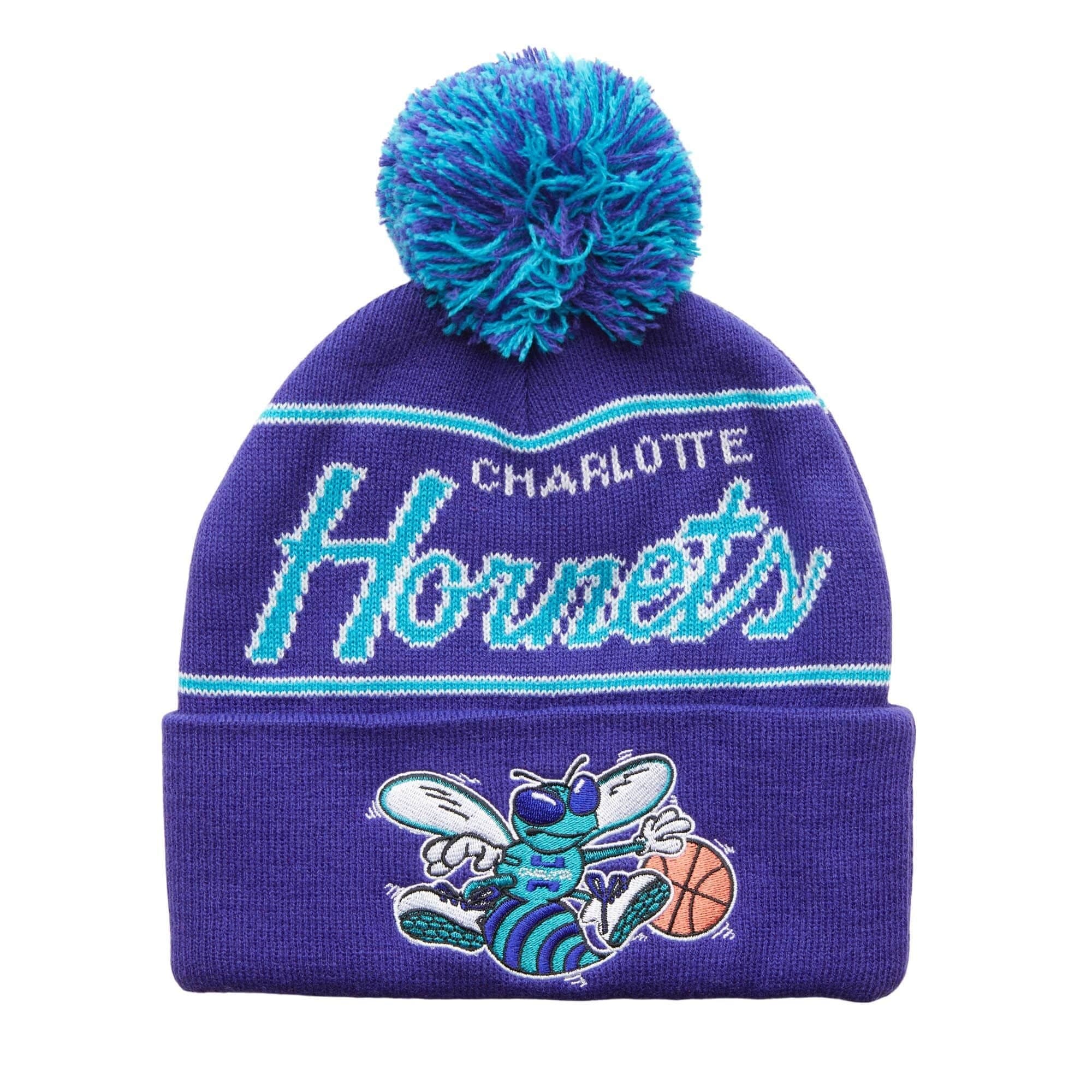 Mitchell-Ness-Script-Pom-HWC-Charlotte-Hornets-Beanie