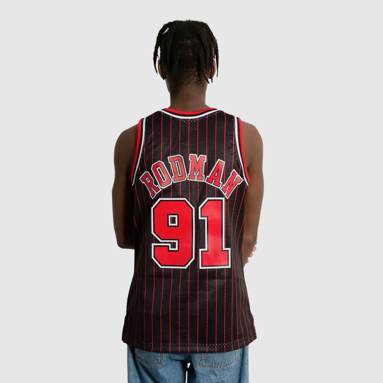 Баскетбольная джерси 1995-1996 Chicago Bulls Dennis Rodman #91 Swingman Hardwood Classic Pinstripe Jersey