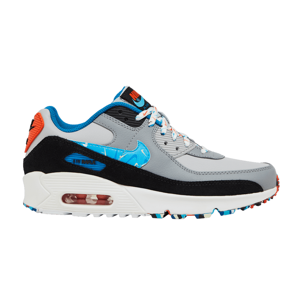 Кроссовки Nike Air Max 90 Leather GS 'Grey Fog Multi Swoosh'