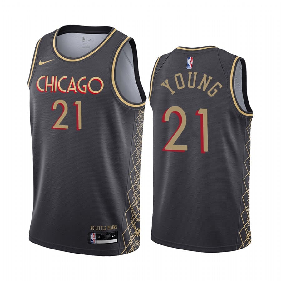 Баскетбольная джерси 2020-21 Chicago Bulls #21 Thaddeus Young City Edition Black Swingman Jersey