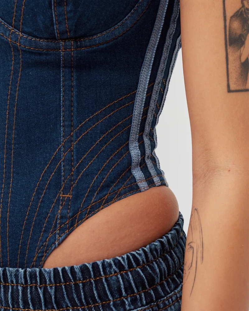 Боди adidas Ivy Park Denim Bodysuit Dark Denim