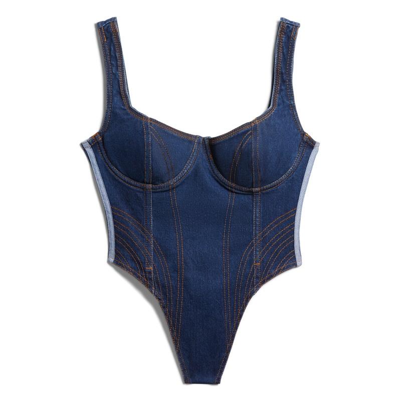 Боди adidas Ivy Park Denim Bodysuit Dark Denim