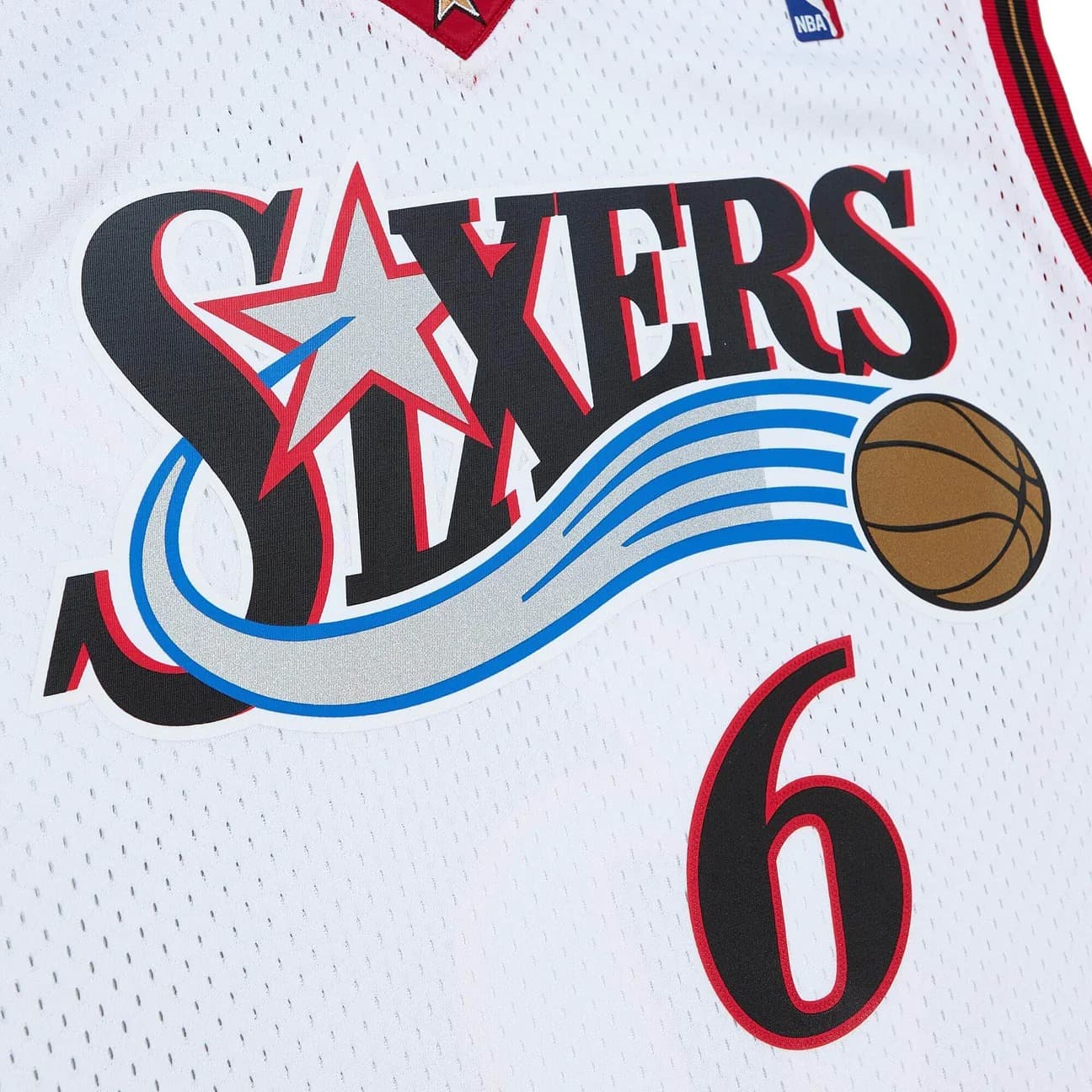 Баскетбольная джерси 2002 Philadelphia 76ers Allen Iverson #6 Swingman All Star Game Hardwood Classics White Jersey