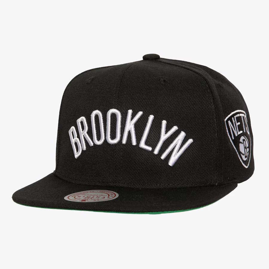 Бейсболка Mitchell & Ness Black Brooklyn Nets Triple Play Snapback Hat