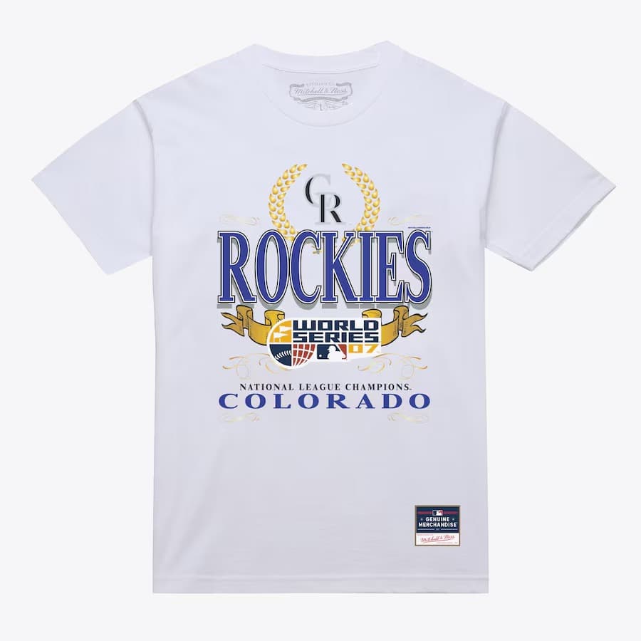 Футболка Mitchell & Ness White Colorado Rockies Pennant Chase T-Shirt