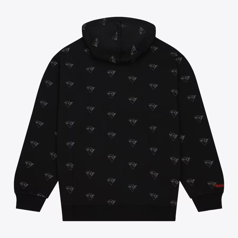 Худи Mitchell & Ness Black Golden State Warriors Allover Print Fleece Pullover Hoodie