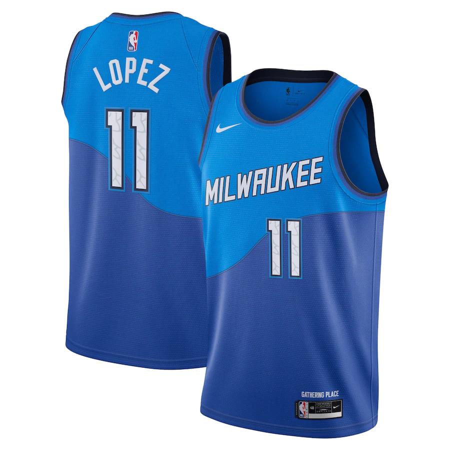 Баскетбольная джерси 2021-22 Milwaukee Bucks #11 Brook Lopez City Edition Swingman Jersey