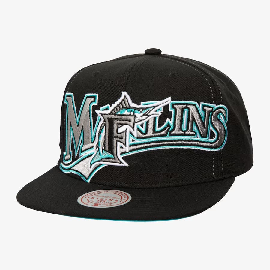 Бейсболка Mitchell & Ness Black Florida Marlins Day 4 Cooperstown Collection Snapback Hat