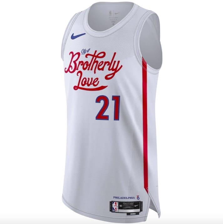 Баскетбольная джерси 2022-23 Philadelphia 76ers #21 Joel Embiid Authentic City White Jersey