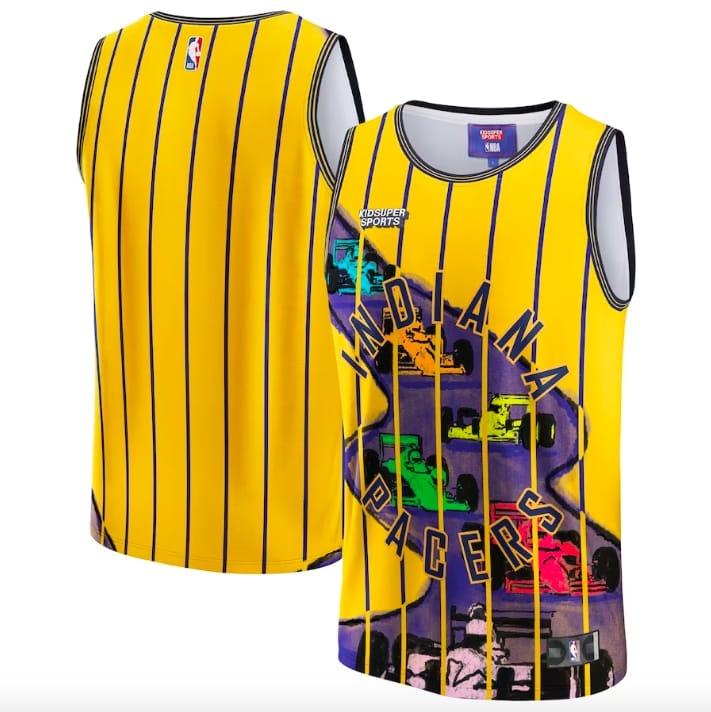 Баскетбольная джерси Indiana Pacers NBA & KidSuper Studios by Fanatics Hometown Gold Jersey