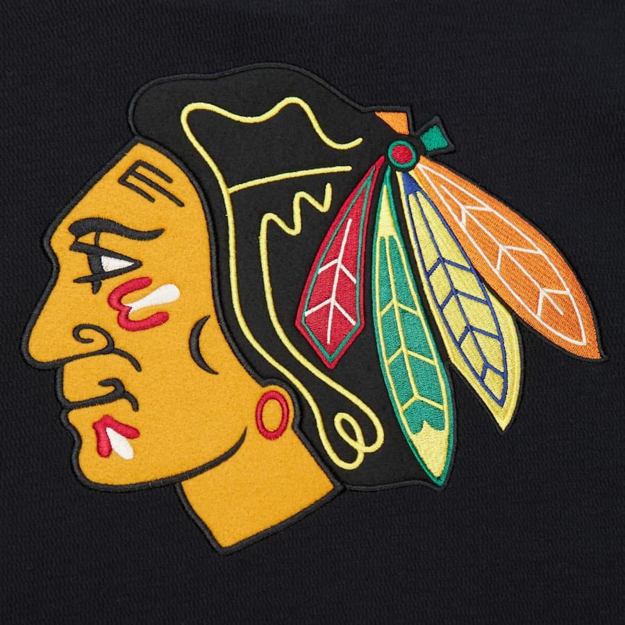 Худи Mitchell & Ness Black Chicago Blackhawks Thermal Lightweight Pullover Hoodie