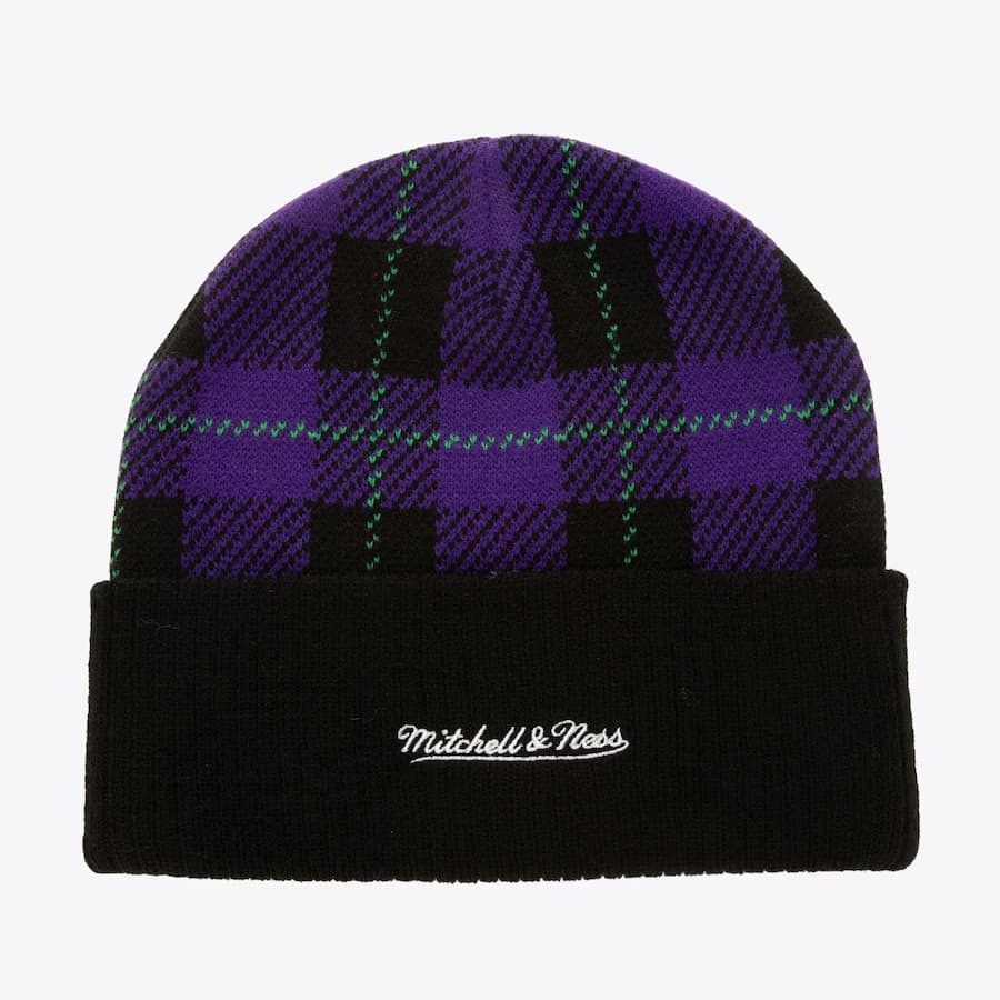 Шапка Mitchell & Ness Purple Milwaukee Bucks Hardwood Classics Flannel Cuffed Knit Beanie