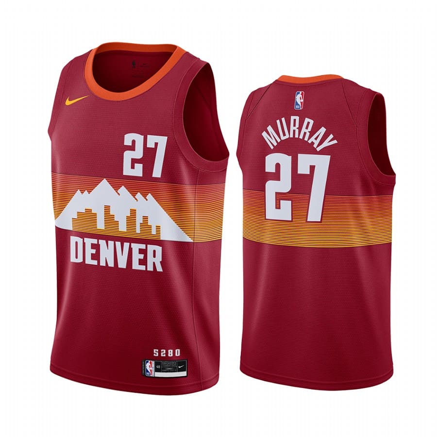 Баскетбольная джерси 2020-21 Denver Nuggets #27 Jamal Murray City Edition Orange Swingman Jersey