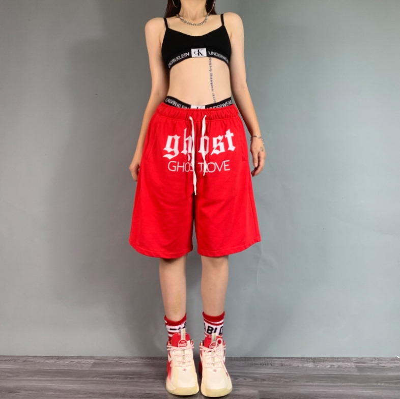 Спортивные шорты 2021 Ghost Love Hip-hop Shorts Red/Grey