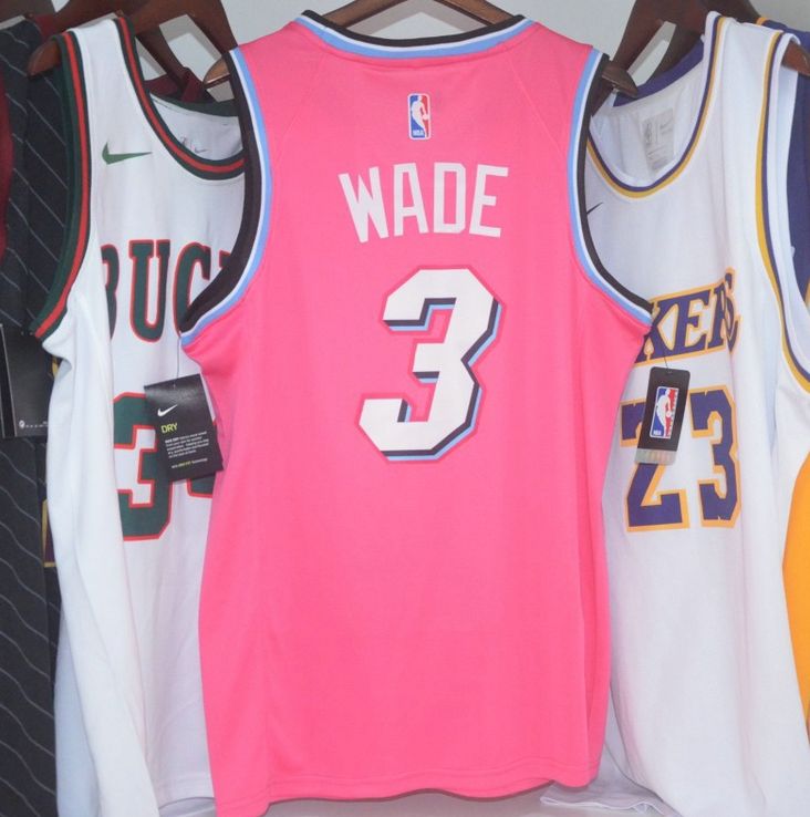 Баскетбольная джерси 2018-19 Dwyane Wade Miami Heat #3 Earned Pink
