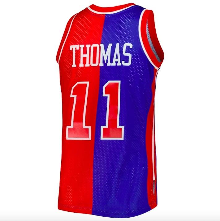 Баскетбольная джерси 1988-89 Detroit Pistons #11 Isiah Thomas Mitchell & Ness Split Blue/Red Jersey