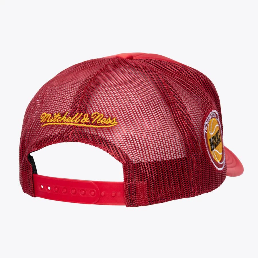 Бейсболка Mitchell & Ness Red Houston Rockets Satin Trucker Snapback Hat