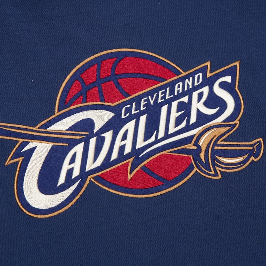 Худи Mitchell & Ness Blue Cleveland Cavaliers Vintage Logo Thermal Lightweight Pullover Hoodie