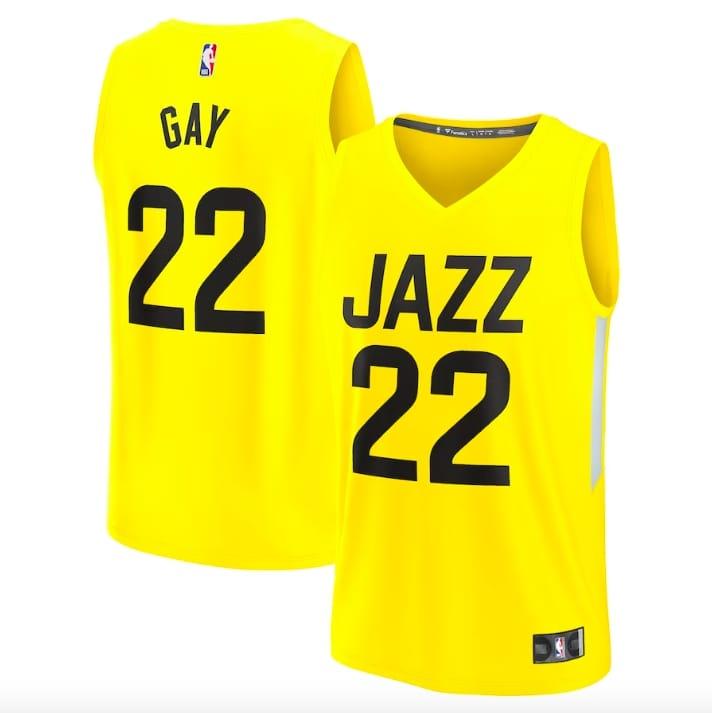 Баскетбольная джерси 2022-23 Utah Jazz #22 Rudy Gay Fast Break Icon Yellow Jersey