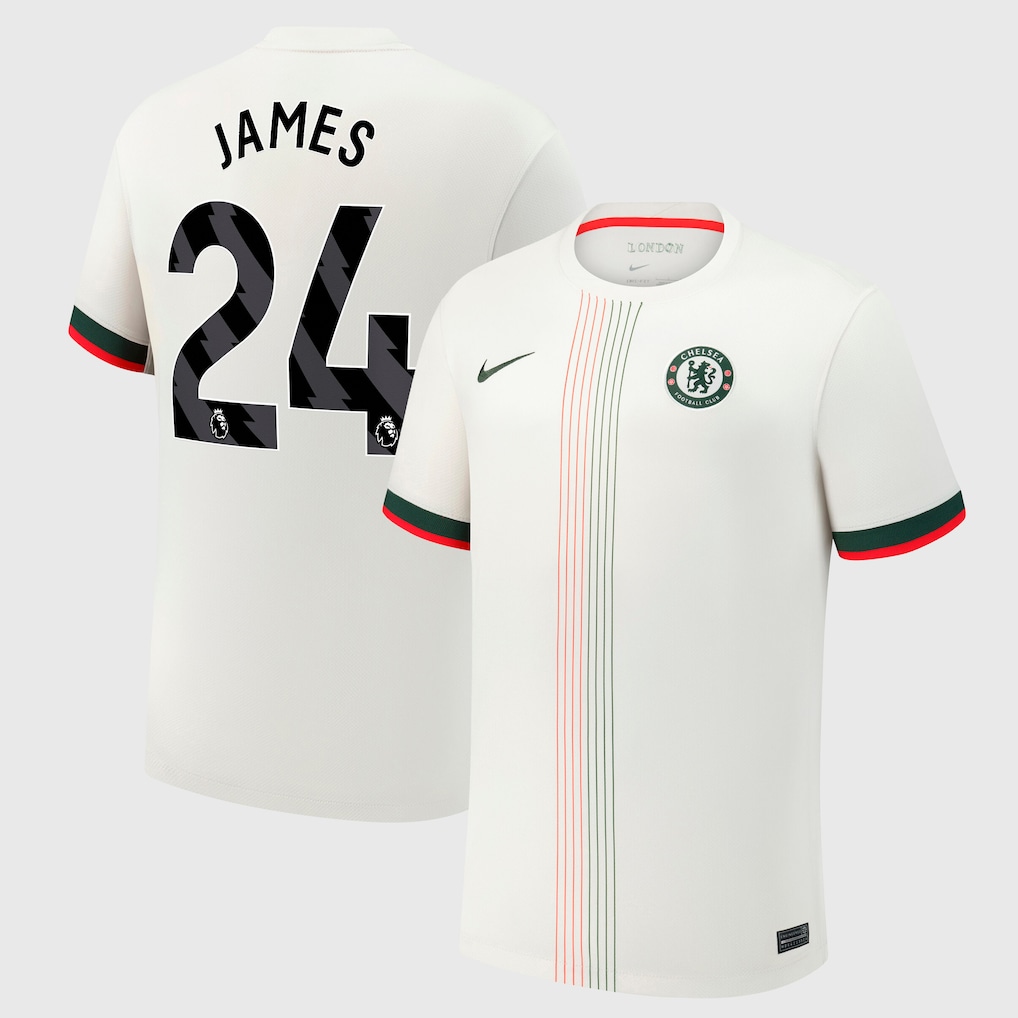 Детское футбольное джерси Chelsea Nike Away Stadium Shirt 2025-26 - Kids with James 24