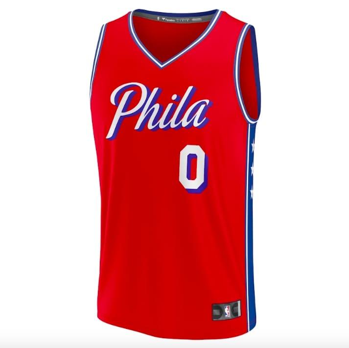 Баскетбольная джерси 2022-23 Philadelphia 76ers #0 Tyrese Maxey Fast Break Statement Red Jersey