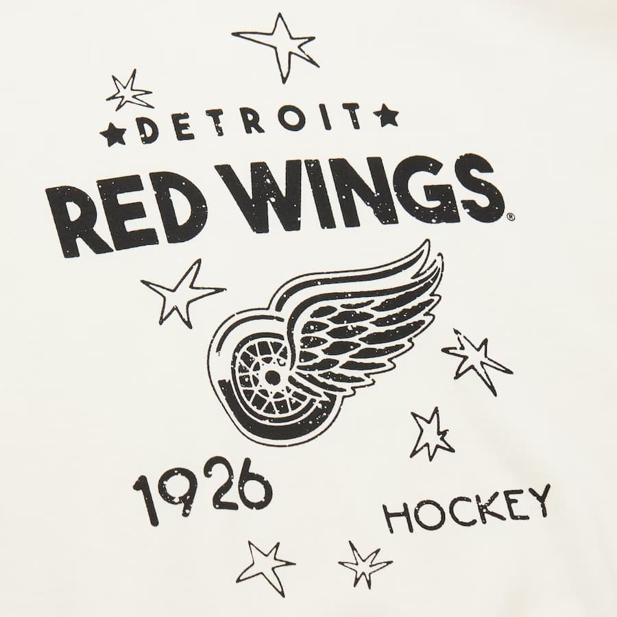 Лонгслив Mitchell & Ness Women's Cream Detroit Red Wings Logo Lightweight 3.0 Fleece Pullover Sweatshirt