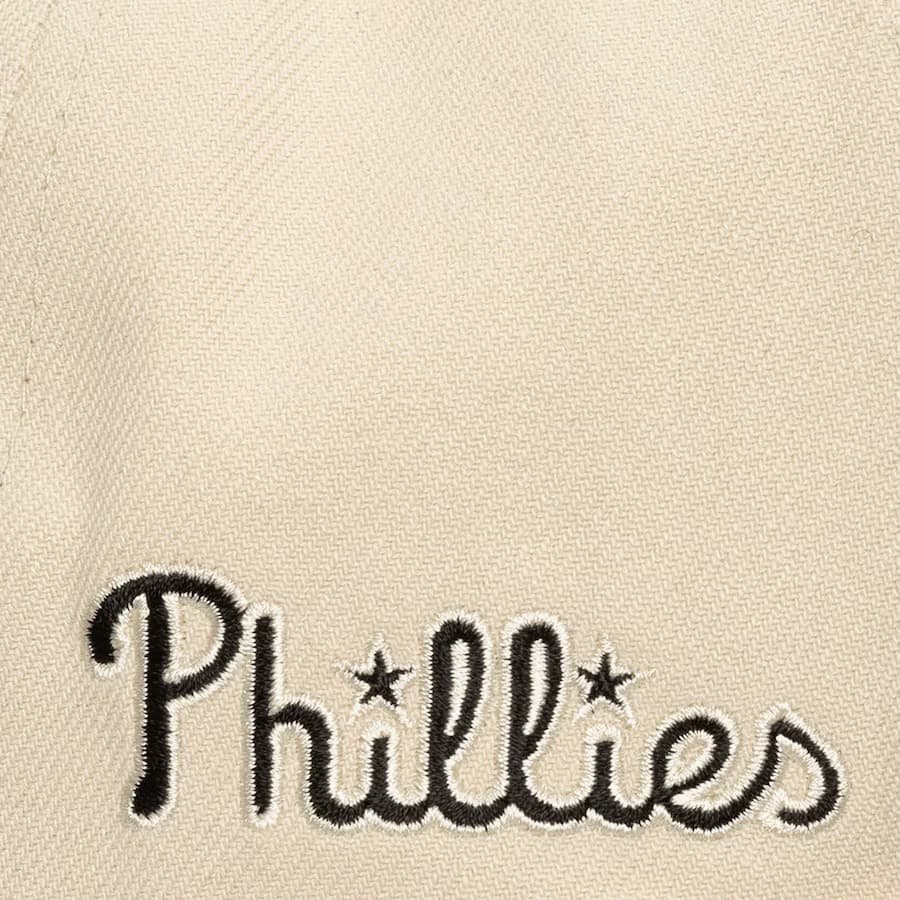 Бейсболка Mitchell & Ness Cream Black Philadelphia Phillies Logo Snapback Hat