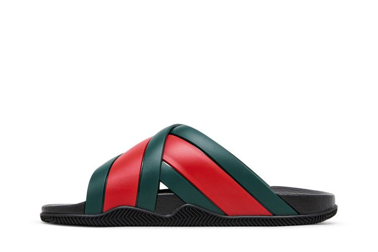 Кроссовки Gucci Wmns Slide Web Stripe 'Black'