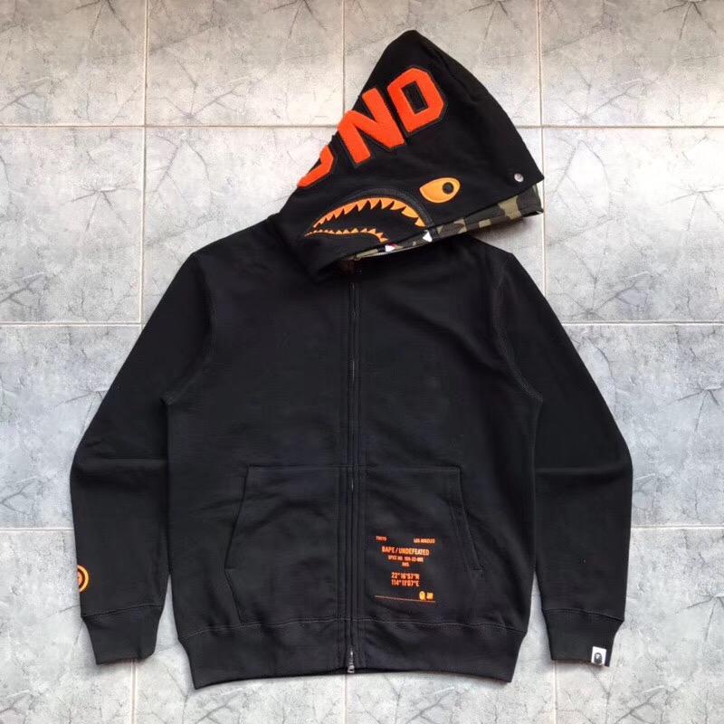 Худи BAPE x Undefeated Double Shark Full Zip Hoodie Black