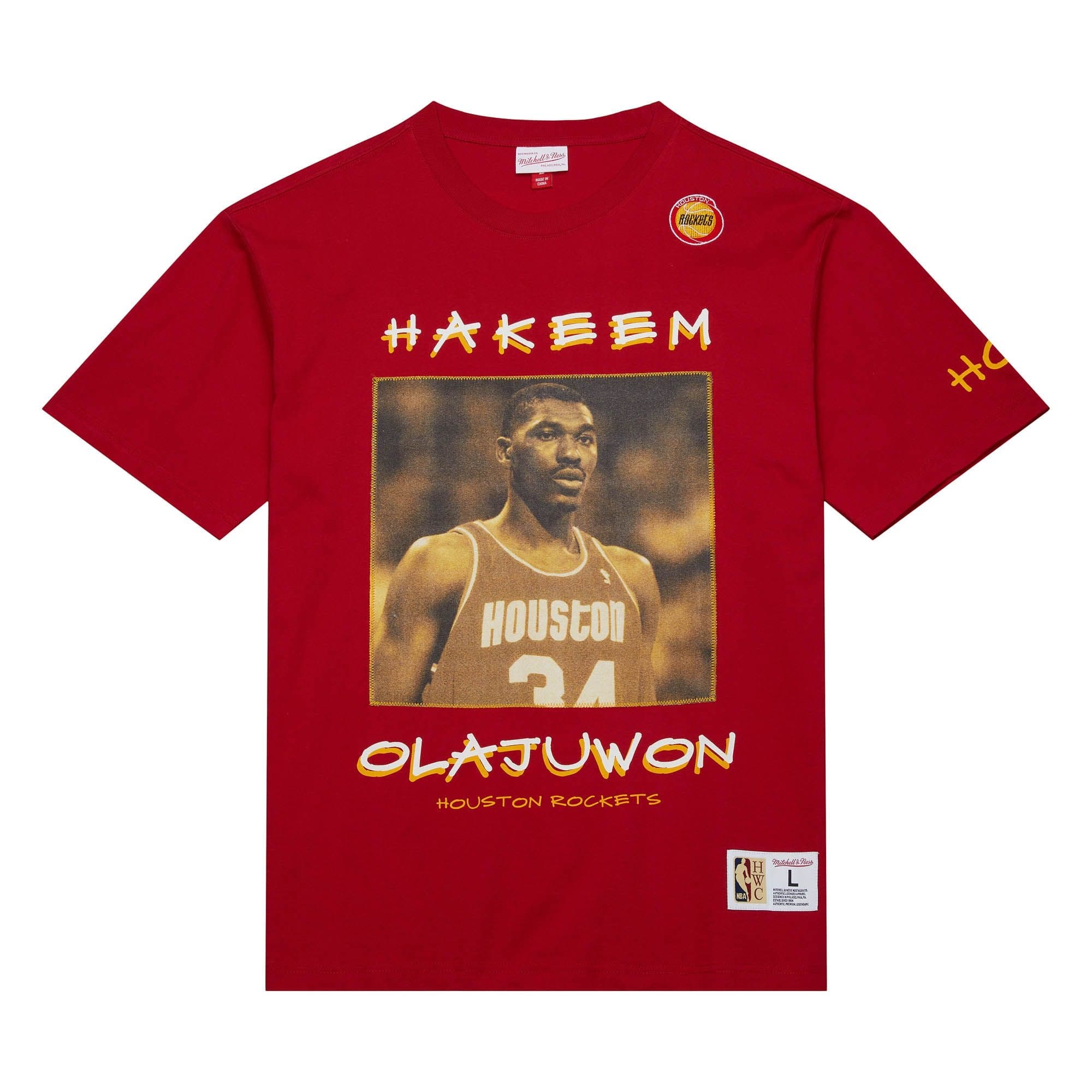 Футболка Mitchell & Ness Heavyweight Premium Player Vintage Logo Houston Rockets Hakeem Olajuwon T-Shirt